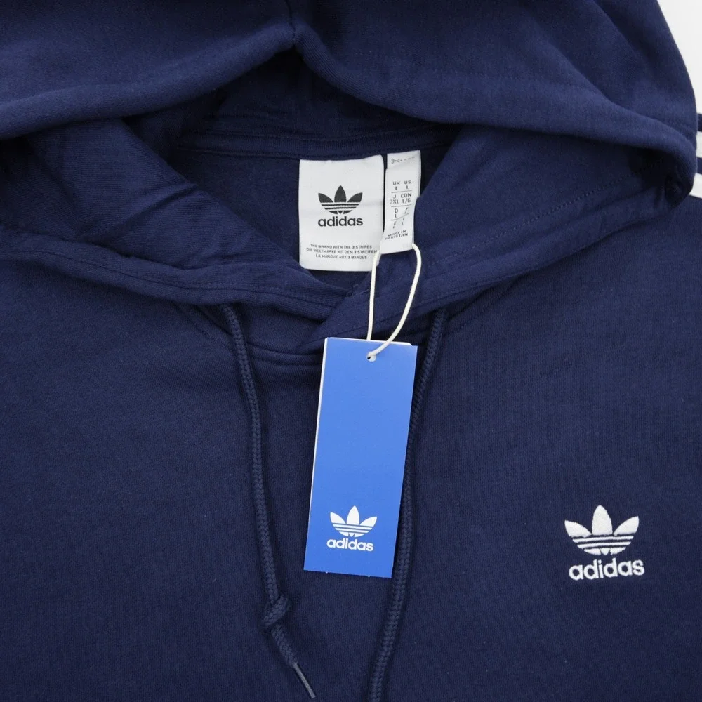 Adidas Originals Men's Kangaroo Pocket Adicolor Classics 3 Stripes Hoodie Navy L